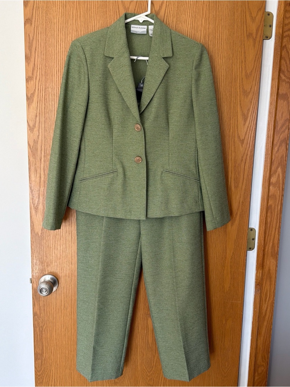 Alfred Dunner Petite Women’s 2Pc Set Pant Suit Blazer Green Size 6P & 8P Vintage